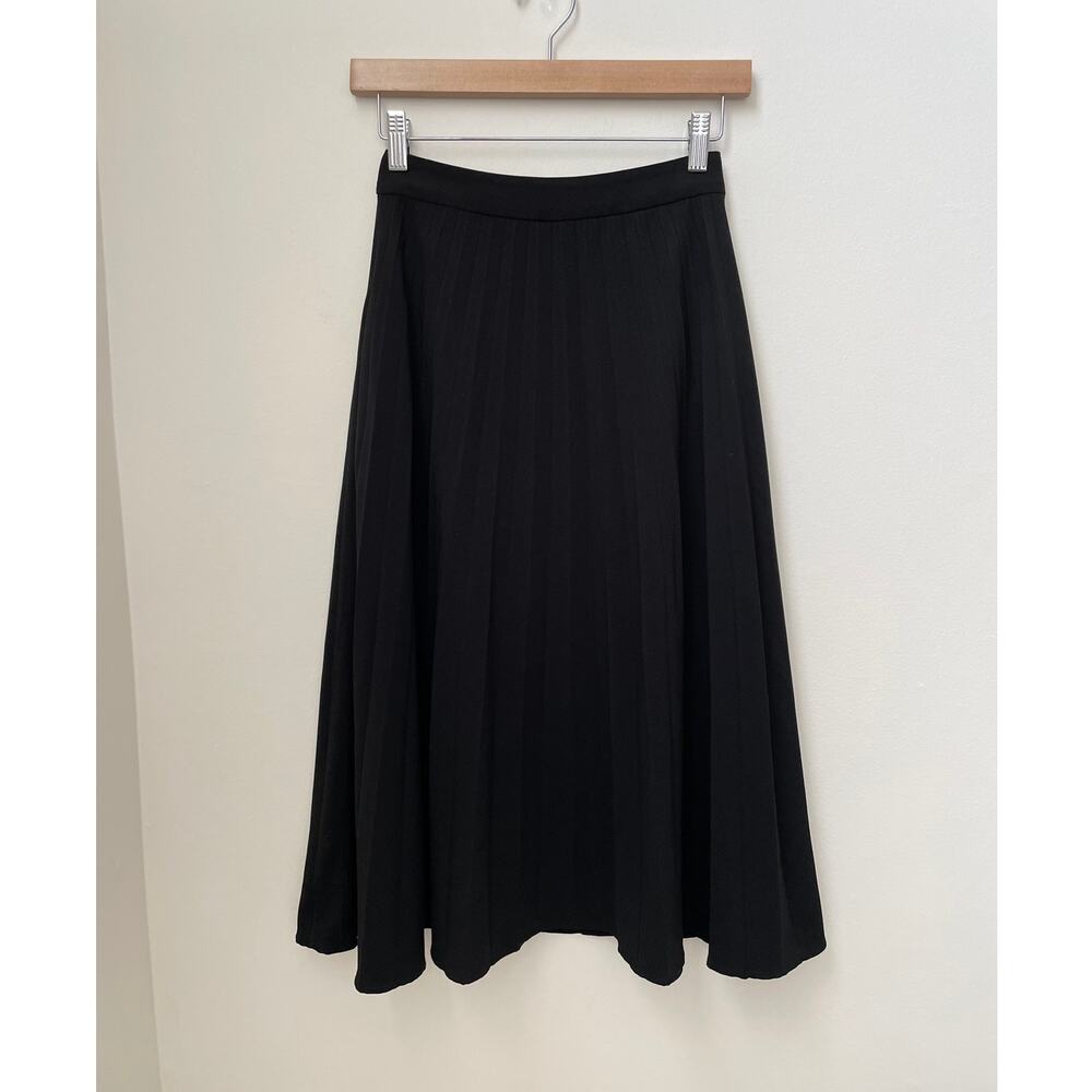 Saks Fifth Avenue Accordion Pleated Long Skirt XS Black Lined Pockets Elegant
